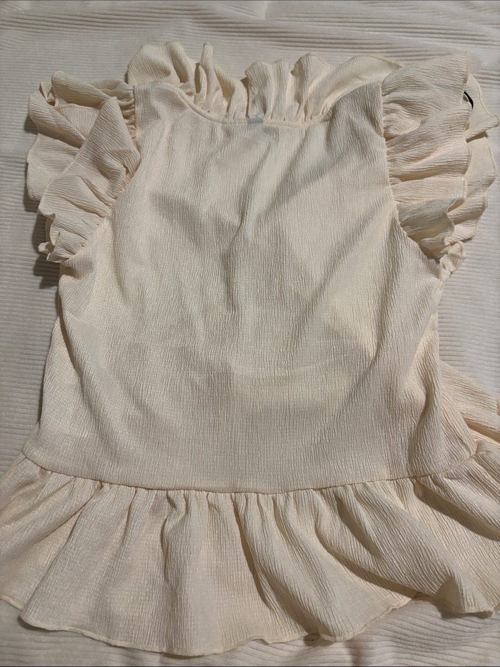 Divided Cream Ruffle Tie-Front Blouse - Picture 2 of 3